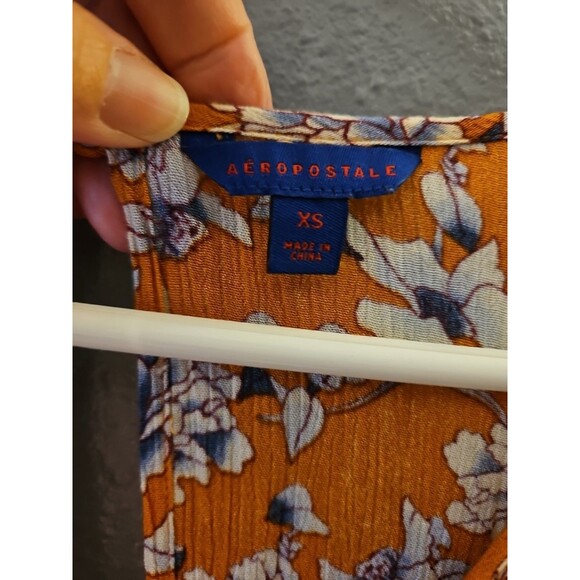 Aeropostle Blouse/shorts One Piece orange Floral Size Small Long Sleeve (A4)‎ - Picture 4 of 10